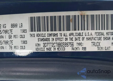 2011 Ram Ram 2500 Laramie z USA, uszkodzony, nr VIN 3D7TT2CT8BG599756